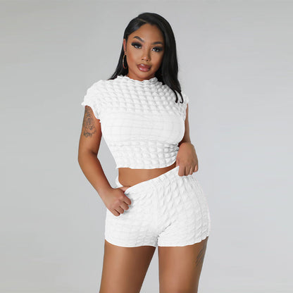 Textured Bubble Two-Piece Shorts Set