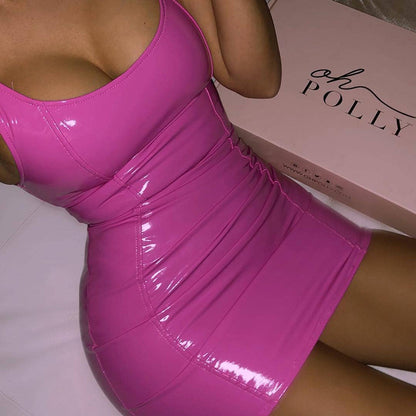 Glossy Leather Party Dress