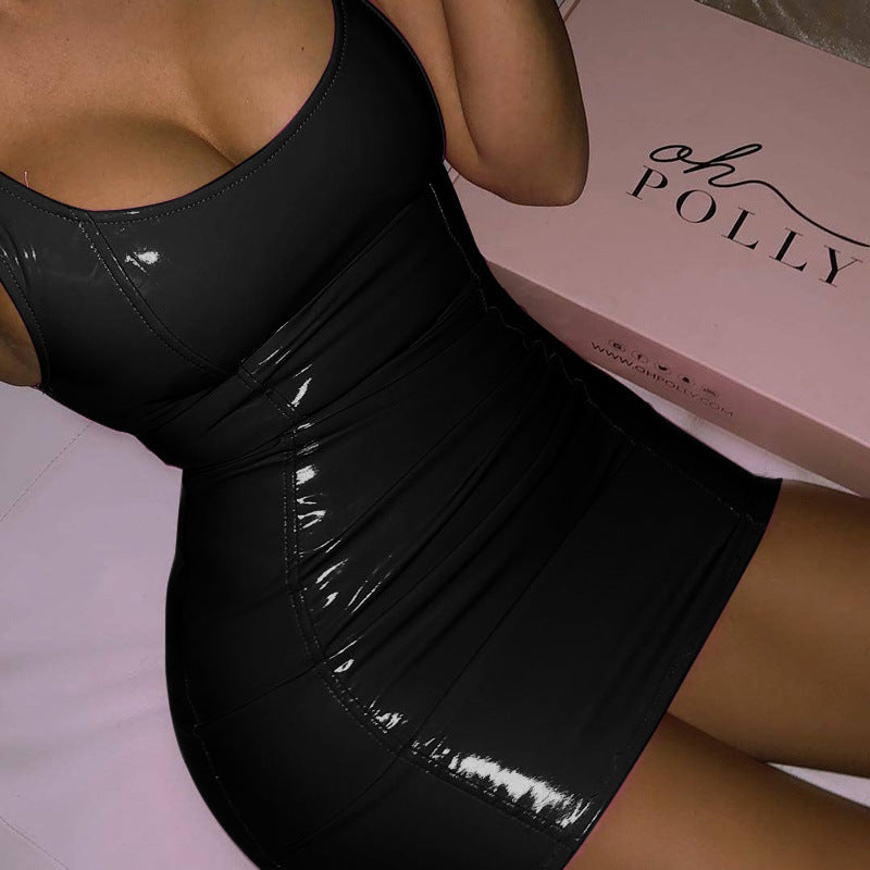 Glossy Leather Party Dress