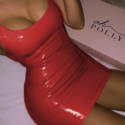 Glossy Leather Party Dress