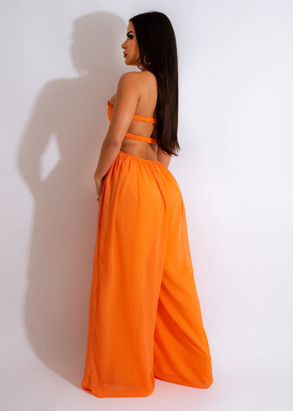 Strapless Chiffon Wide-Leg Jumpsuit